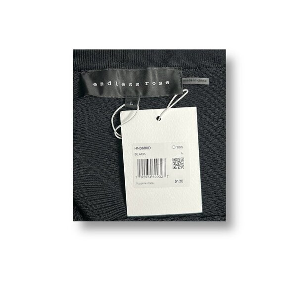 Anthropologie Endless Rose M Black Knit Rhinestone Trim Wedding Guest Mini Dress - Picture 8 of 9